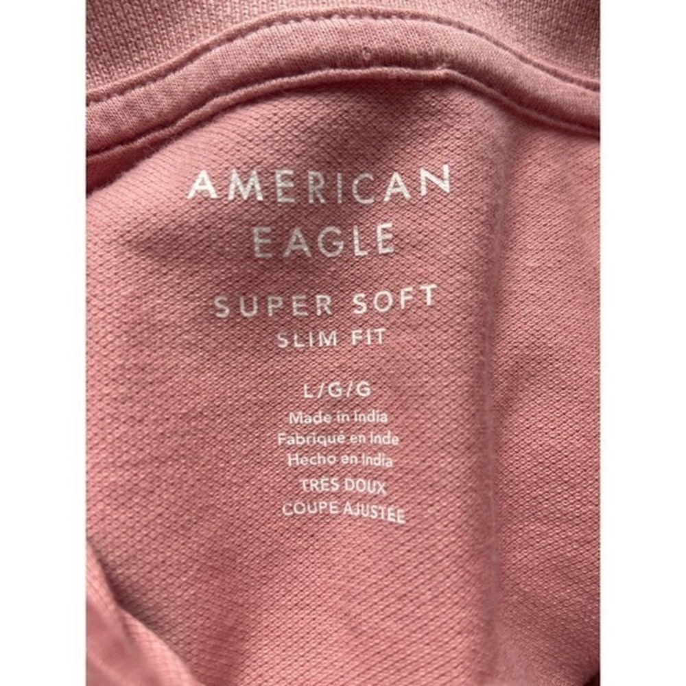 American Eagle Polo Shirt Mens Large Pink Excellent Slim Fit Short Sleeve Logo - Picture 6 of 6